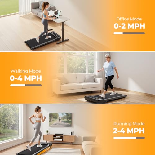 Image of Hifast Walking Pad Treadmill with Incline,Under Desk Treadmills for Home Office,300lbs Capacity Portable Small Walking Pad,2.5HP Quiet Running Pad with LED Display Remote Control