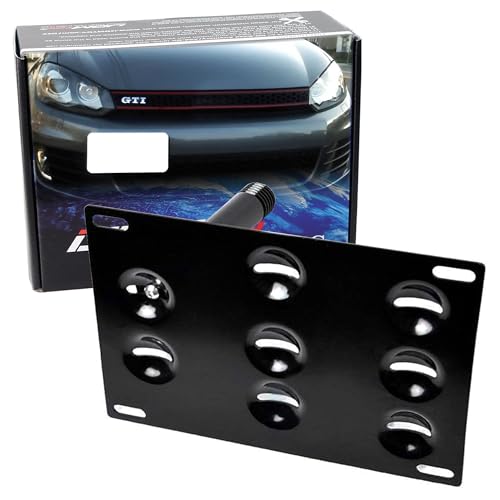 iJDMTOY No Drill Front Bumper Tow Hook License Plate Mounting Bracket Adapter Kit Compatible with Volkswagen MK5 MK6 Golf GTI EOS Compatible with Audi TT etc
