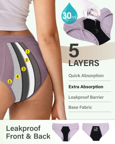 Image of Neione Period Underwear for Women Moderate Flow, Modal Hipster Panties