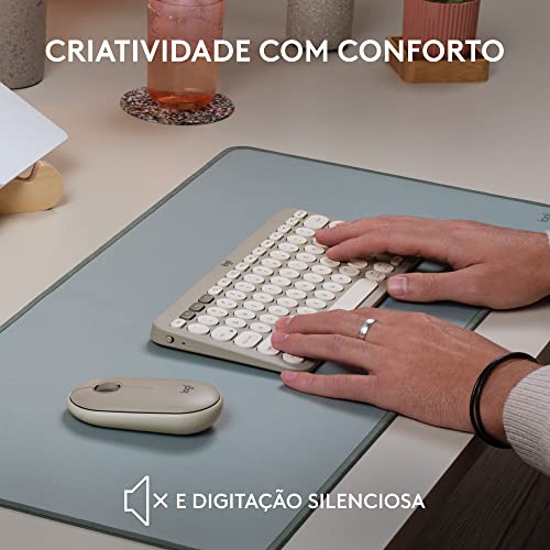 Teclado sem fio Logitech K380 com Conexão Bluetooth Easy-Switch para até 3 dispositivos e Pilha Incl