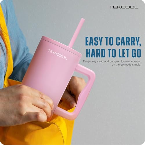 Image of Tumbler with lid and Straw 1200ML Cup Stainless Steel Hot and Cold with Handle and Lid 2 Straw Vacuum Insulated Tumbler for Water, Iced Tea or Coffee Office Gym Travelling