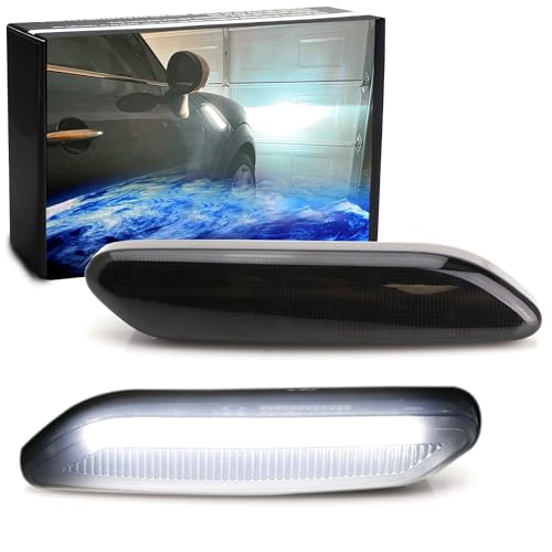 iJDMTOY Dark Smoked Lens Xenon White Full LED Fender Side Marker Blinker Lights Compatible With 2011-2016 MINI Cooper R60 Countryman R61 Paceman. Replace OEM Clear/Amber Sidemarker Lamps