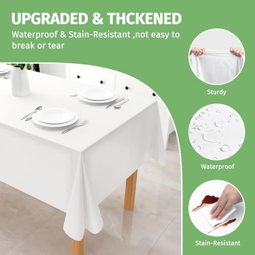 IVAPUPU 6-Pack White Waterproof Tablecloth, 54x108 Inch, Wedding & Party Decor