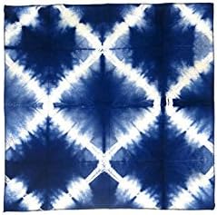 Set of Four 100% Hand Dyed Cotton Napkins in Dark Indigo Blue - Shibori