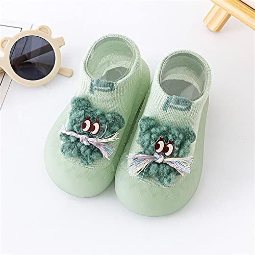 Toddler Baby Shoes Girl Boy Infant Boys Girls Animal Cartoon Socks Shoes Toddler Fleece WarmThe Floor (Green, 6 Toddler)3