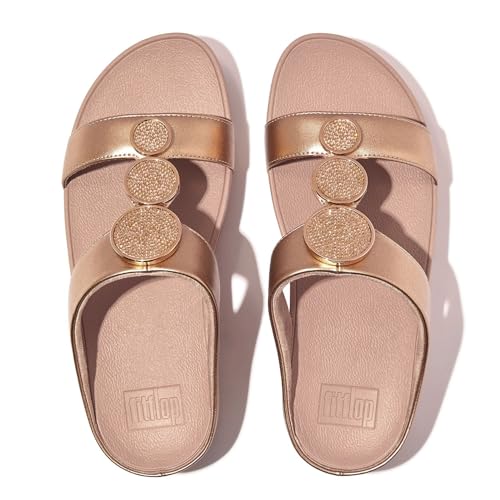 Image of FitFlop womens Halo Bead-circle Metallic H-bar Slides