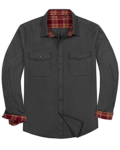 Alimens & Gentle Flannel Shirt for Men Casual Long Sleeve