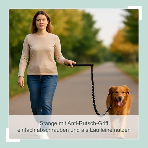 Relaxdays Fahrradleine Hund, Hundestange für Fahrrad, mit Abstandshalter, Flexible Hundeleine, Hände frei, schwarz