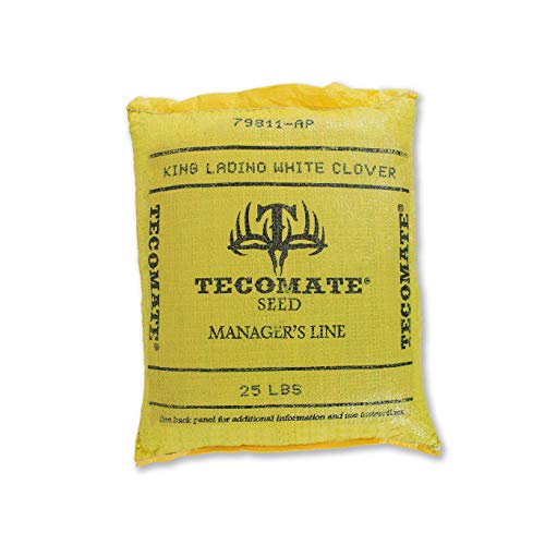King Ladino White Clover Deer & Turkey Food Plot Seed by Tecomate. Clover Seed Blend to Help Grow The Biggest Antlers. Comes in a 25 LB Bag