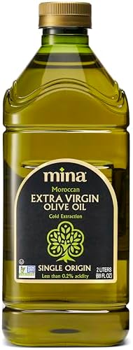 Mina Moroccan Olive Oil Extra Virgin 68 Fl Oz, Polyphenol Rich, Third Party Tested, Clinically Proven, Single Origin Extra Virgin Olive Oil, Less than 0.2% Acidity, 2 L