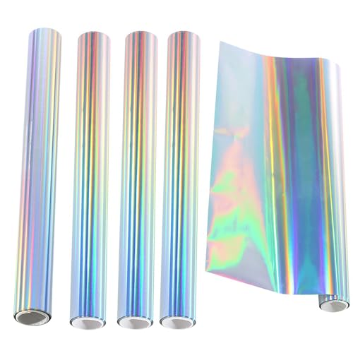 5Pcs 7.6inch x 16.4ft (19.3cmx5m) Toner Reactive Foil，Foil Paper for Toner Foiling Foil by Laser Printer and Laminator, for Scrapbooking Paper Crafts （Laser Silver）