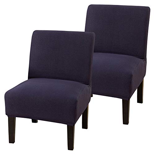 Beacon Pet Armless Accent Chair Cover Slipcover, Stretch Spandex Jacquard Knitted Chair Covers Oversized Furniture Protector Sofa Covers Removable Washable for Hotel Dinner Living Room(Navy,2PCS