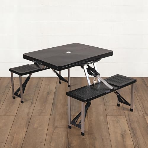 Image of PICNIC TIME NFL Picnic Table Portable Folding Table with Seats and Umbrella
