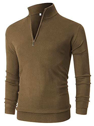 Amazon.com: NITAGUT Mens Slim Fit Quarter Zip Mock Neck Polo