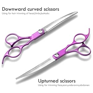 Dog Pet Grooming Scissors Shears Set,Professional 5 in 1 Hairs Tool Accessories for Dogs, Cats and Other Animals (Purple)