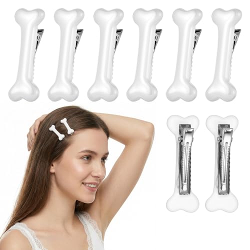 8 Pcs Bone Hair Clips Skull Scene Hair Clip Dog Bones Hairpins for Women Girls White Alligator Clips Hairs Accessories for Halloween Cosplay Costume Party Daily Wear