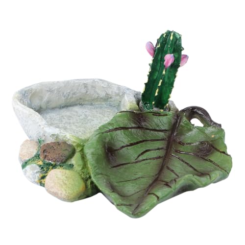 CORHAD 1Pcs Cactus Design Reptile Bowl Durable Pet Food Dish for Tortoise Water Turtle Lizard Snake Easy to Clean and Crawler Food Container for Fresh Dry Snacks