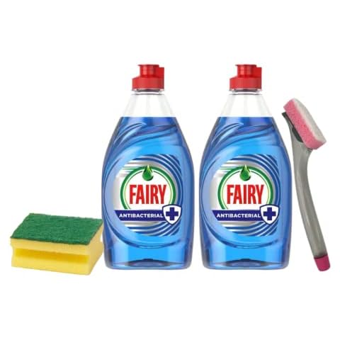 JOADE Washing Up Liquid Pack - 2x 383ml Washing Up Liquid, 1x Fillable Washing Up Brush with Handle, 1x Easy Grip Sponge Scourer Absorbent And Reusable Cleaning Sponges Cover