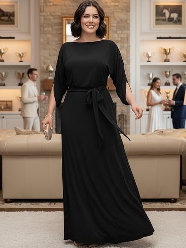 Image of KOH KOH Womens 2026 Flowy Formal Batwing Sleeve Evening Casual Gown