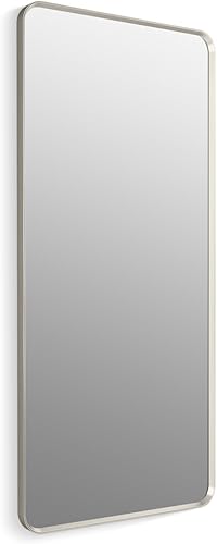 Vista 77 de Kohler Essential - Espejo de tocador ovalado enmarcado de 20 pulgadas de ancho x 40 pulgadas de alto en oro cepillado moderno Moderno dorado