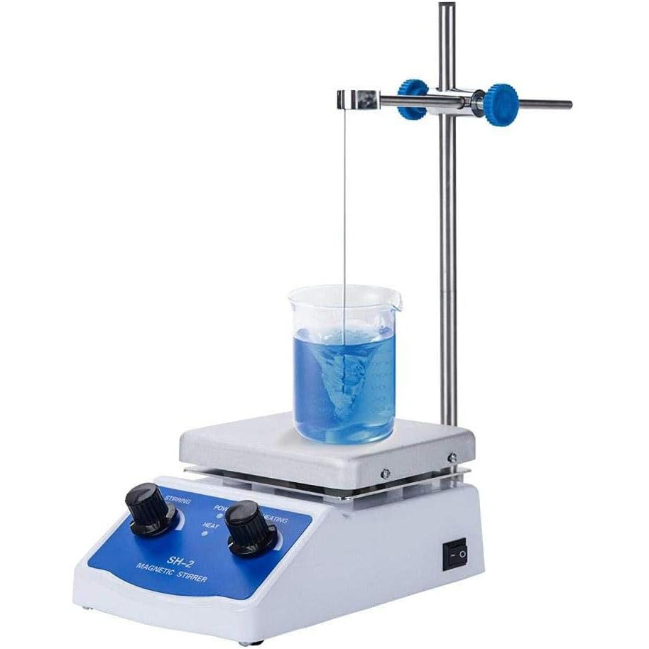 COYEUX Mezclador de Laboratorio de 180 W, con Placa calefactora de 12x12 cm, Velocidad de 0-1600 RPM, para agitar en investigaciones científicas, elaboración de Cerveza casera