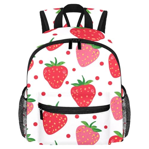 Sac à dos léger pour enfants de 3-8 ans rose aux motifs fraises