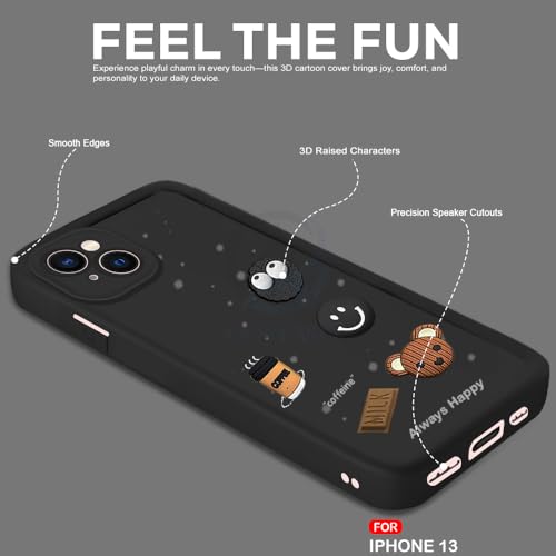 Image of AESTMO Back Case Cover for iPhone 13 /14 Back Cover | Cute Fun Cartoon 3D Ball | Coffee Silicone Case | Full Body Protection | Camera Protection Back Cover for iPhone 13 /14 (Black)