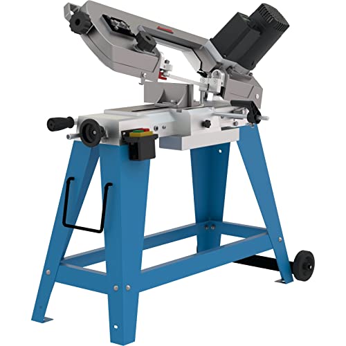 GÜDE Sierra de cinta para metal MBSD 116 (potencia de 550 W, potencia de corte de 115 mm, incluye base e indicador digital LED), color azul y gris