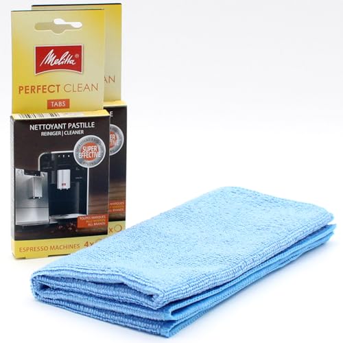 8 Pastiglie detergenti per macchine da caffè automatiche + panno