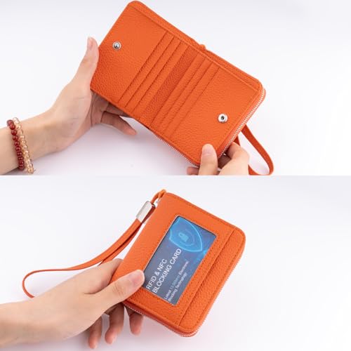 Image of XINNSTAR Genuine Small Wallet for Women, Slim RFID Blocking Credit Card Holder with ID Window, Compact Purses for Women with 31 Card Slots