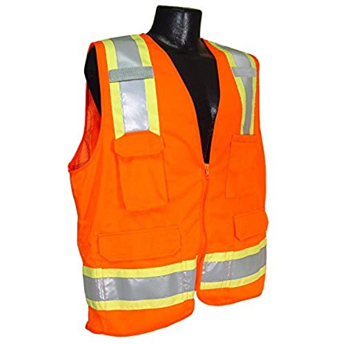 Image of Radians SV6 Class 2 Surveyor Safety Vest, Solid Front, Mesh Back, Orange, L