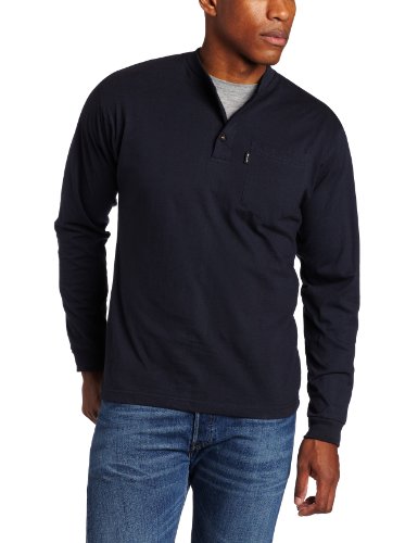 Key Industries Men's Big and Tall & Tall Long Sleeve Heavyweight 3-Button Pocket Henley, Navy, 3X-Large