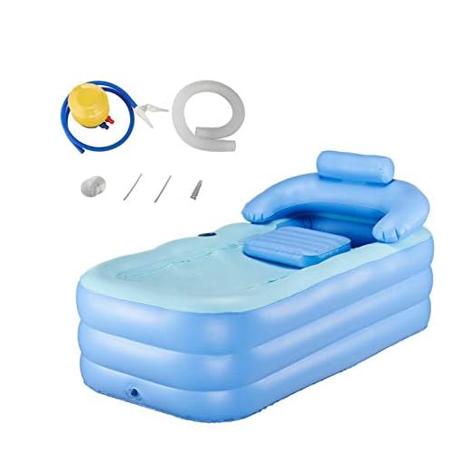 FlySkip Inflatable Bathtub PVC Anti-Slippery Folding Adult Portable Bathtub Blow Up Air Bath Tub with Foot Pump for Family Bathroom SPA (Foot Pump)