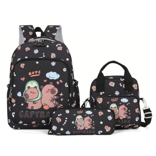 Sac à dos mignon fille nylon dessin animé école livre avec trousse sac repas