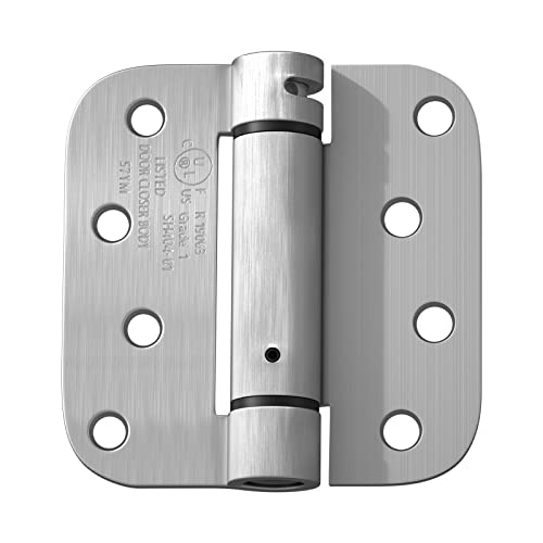 3Pack Brushed Nickel Spring Door Hinges 4 Inch Self Closing Spring Door Hinge Brushed Nickel Adjustable Door Hinges Iron Adjustable Door Hinges With 5/8" Radius Corners #TOP1