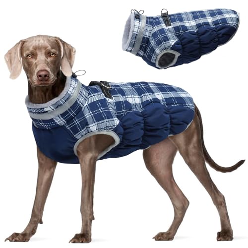 Image of FUAMEY Dog Cold Weather Coats Reflective Dog Warm Jacket with Harness
