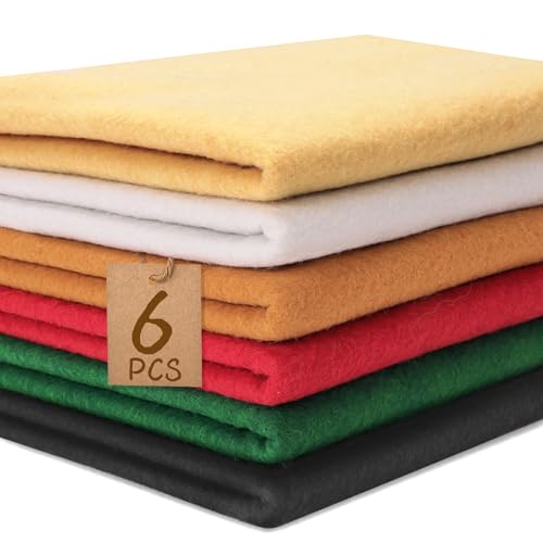 XSEINO 6 Rolls 12x35 1.4mm Thick Soft Felt Fabric Sheet 6 Assorted Dunhuang Frescoes Series Colors Felt Pack for DIY Craft Sewing Squares Nonwoven Patchwork