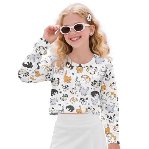 Girls Sweatshirts Long Sleeves Top Crew Neck Pullover Long Sleeves Casual Fall Winter Clothes for 5-14 Kids