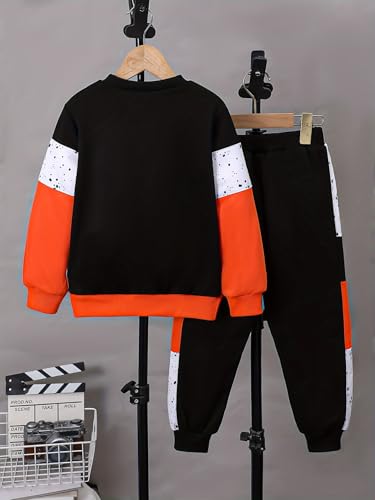 2 Pcs Kids Boys Hooded Sweatshirt Pants Set Hoodie Sweatsuit Fall Winter Spring Outfits for 4-14 Years2