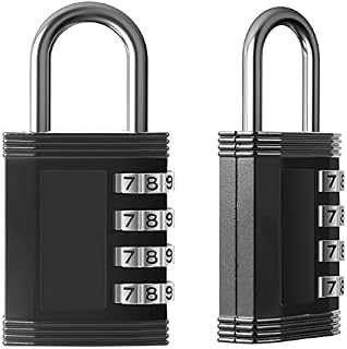 Diyife Combination Padlock, 4 Digit Padlock Small Weatherproof Outdoor Locker Padlock for School Gym Locker, Shed, Fence, Hasp, Garage, Gate, Toolbox, Door (Black)