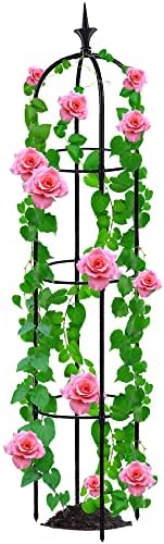 Kogrew Tower Garden Trellis Obelisk Plant Support Plastic Coated for Climbing Vines and Flowers Stands Indoor Potted Plant (61 inch)