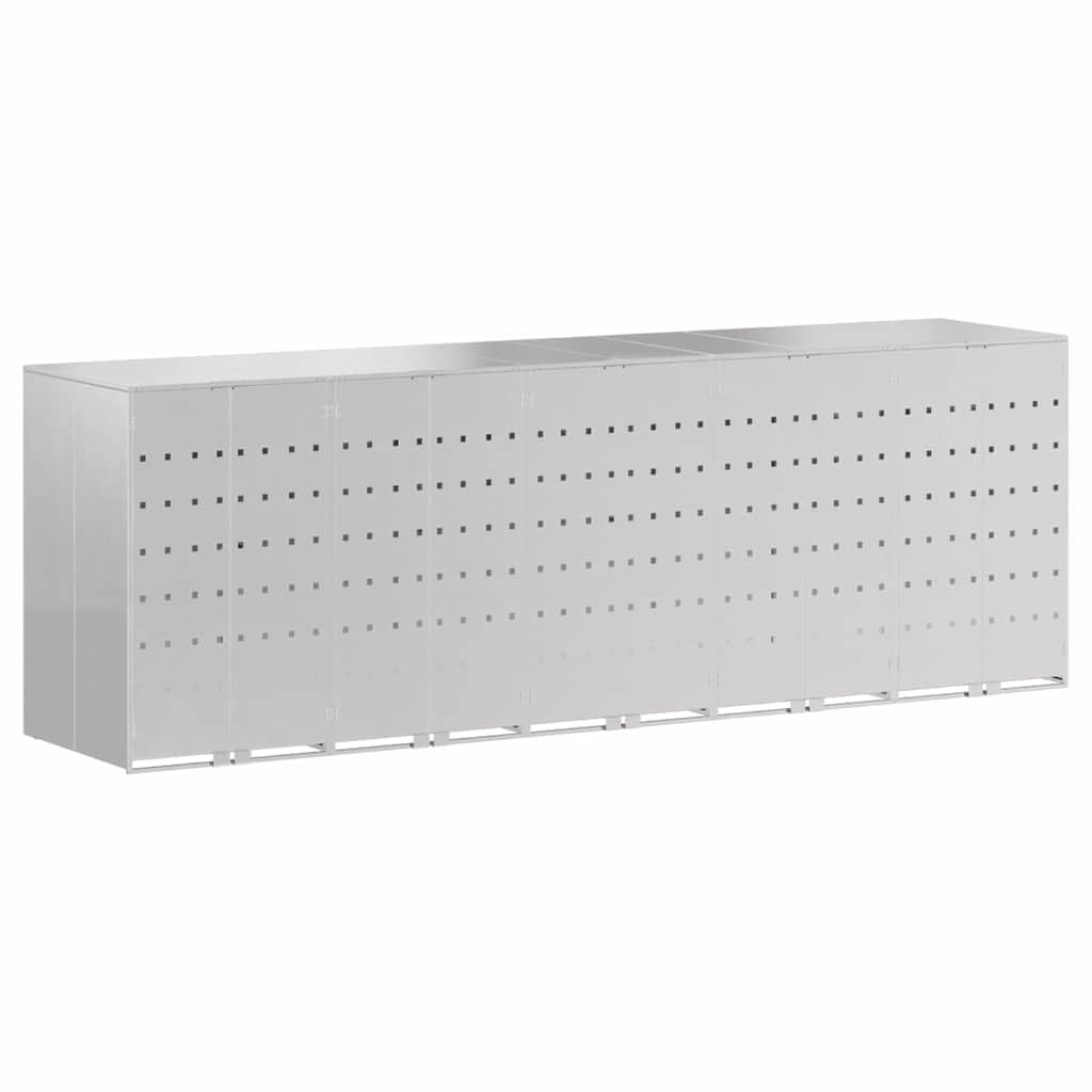 Genérico Almacenamiento de Cubos Wheelie para 3 Cubos Plateado,Productos del hogar,Accesorios para contenedores de residuos,Soportes para contenedores de residuos-3394791