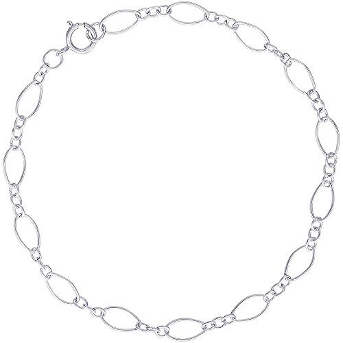 Rembrandt Charms Sterling Silver Hockey Disc Charm on a Figaro Link Bracelet, 7\" - Thumbnail 3