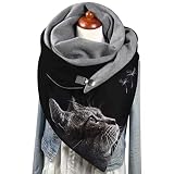 Schal Damen Dreiecksschal Elegant Farbe Katze Tier Drucken Button Dreieckstuch Warmee Herbstschal Winterschal Karo Tartan Halstücher Cape Herbstschal Mit Knöpfen Weich Scarf Dreieckstuch Lätzchen