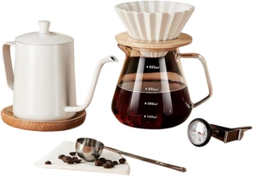 Negosu コーヒーセットコーヒーミル 手動 コーヒーマスター6-8個セット タイムモア 手動 コーヒー ドリップ 器具 コーヒーミル 旅行やキャンプに適しており、持ち運びに便利、コーヒーポット (6ピースクラシックスーツ)