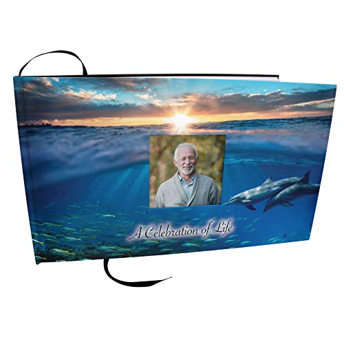 Image of Dolphin Celebration of Life Funeral Guest Book for Memorial Service