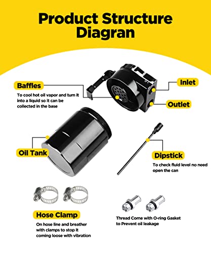 image for AOCISKA Aluminum Oil Catch Can Reservoirs,Baffled Oil Catch Can Kit,30