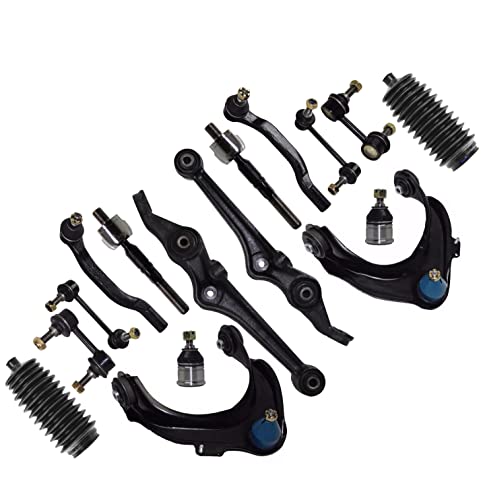 16 Pc Complete Suspension Upper & Lower Control Arms with Ball Joints Outer and Inner Tie Rod Ends Bellow Boots Rear & Front Sway Bar Links