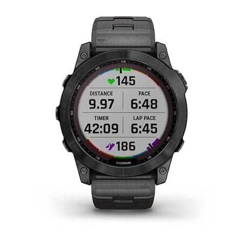 Garmin Fenix® 7X Sapphire Solar Edition Carbon Grey DLC Titanium with Carbon Grey DLC Vented Titanium Band Smartwatch 010-02541-27 - Image 6