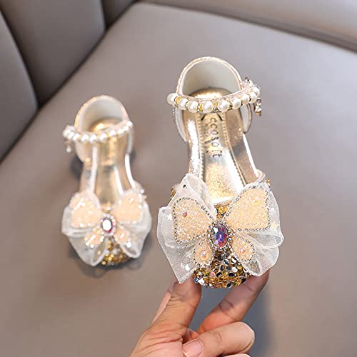 Girls Dress Shoes Adorable 𝐒parkle Mary Jane Wedding Party Pearl Ankle Strap Flat for Little/Big Kids 3